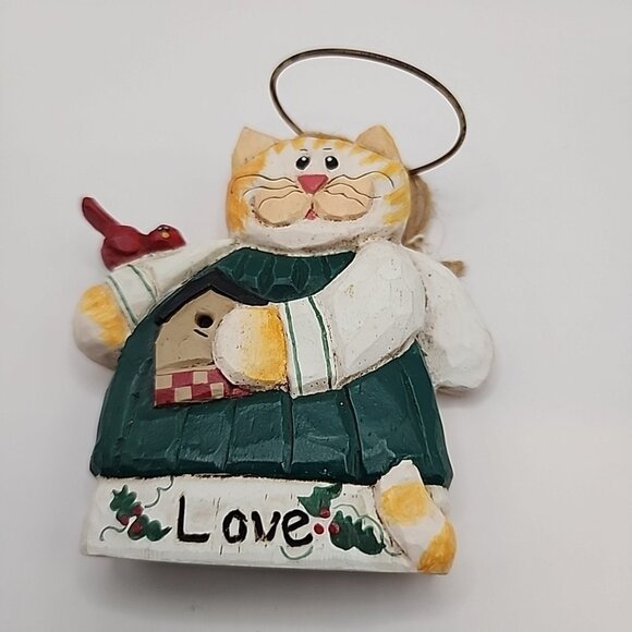 Eddie Walker CAT ANGEL Cardinal Love  3" Ornament Christmas Midwest Cannon Falls - Picture 1 of 3